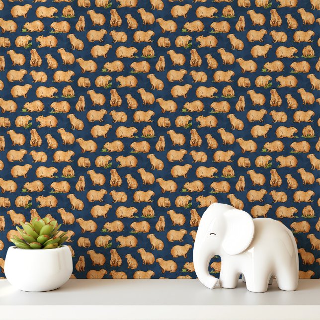 Capybara Pattern on Navy Blue Wallpaper (Creator Uploaded)