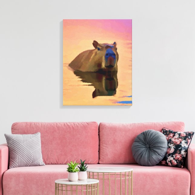 Capybara Peaceful Canvas Print (Insitu(LivingRoom))