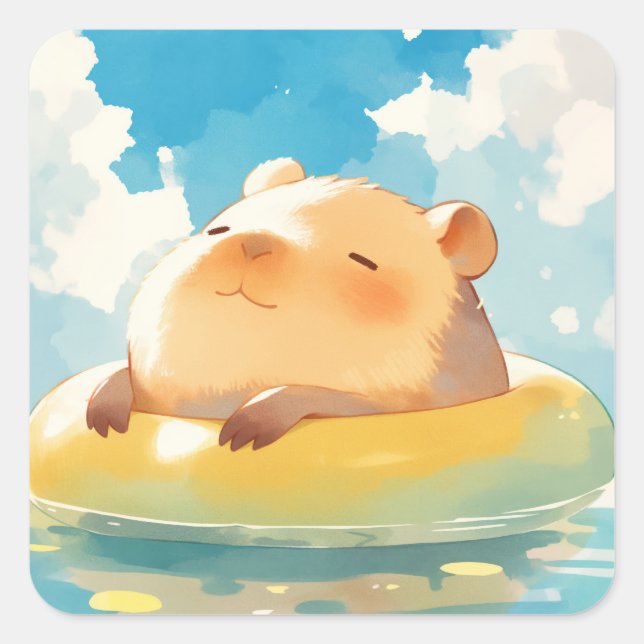 Capybara Peaceful Retreat Square Sticker (Front)