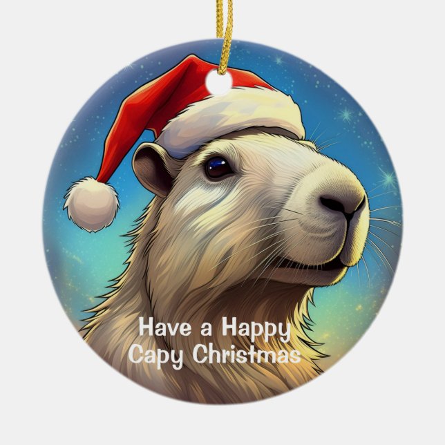 Capybara Personalized Christmas Ornament (Front)