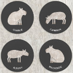 Capybara Personalized Coaster Set<br><div class="desc">A fun capybara design for animal lovers.  Change the names or add your own text to personalize.  Original art by Nic Squirrell.</div>
