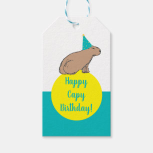 Capybara Personalized Kids Birthday Zoo Animal Gift Tags
