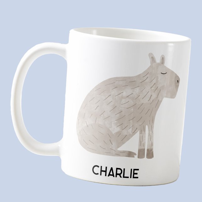 Capybara Personalized Name Coffee Mug (Fun capybara personalized custom name coffee mug)