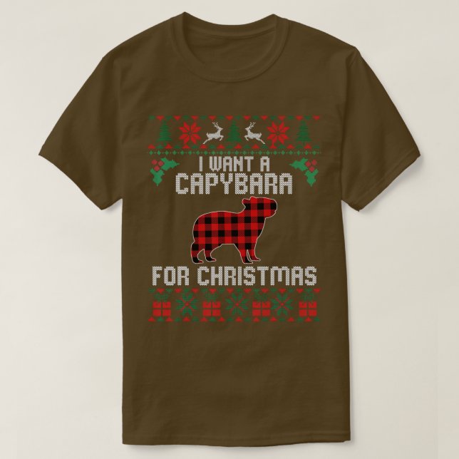 Capybara Pet Lover Xmas Gifts Funny Ugly Christmas T-Shirt (Design Front)