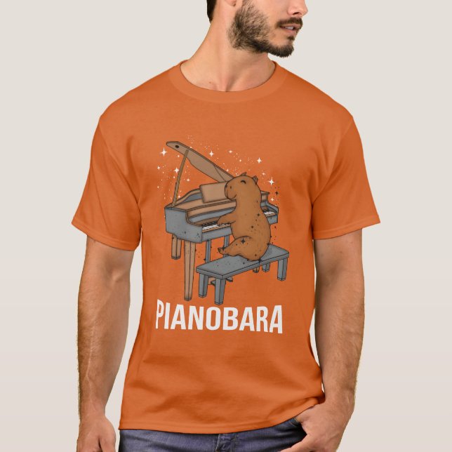 Capybara Piano Player Kids Music Lover Pianist T-Shirt (Front)