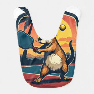 Capybara Pickleball Club Retro Logo Sticker T-Shir Baby Bib