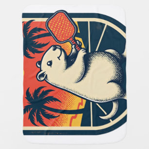 Capybara Pickleball Club Retro Logo - Vintage Spor Baby Blanket
