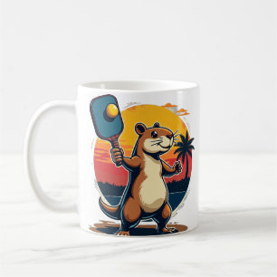 Capybara Pickleball Club Retro Sports Logo Coffee Mug
