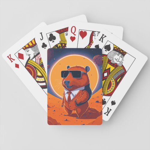 Capybara Planet Mars Funny Modern Playing Cards