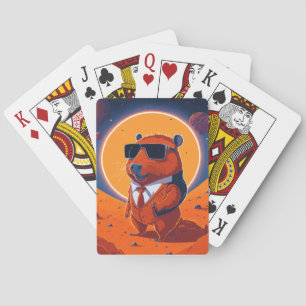 Capybara Planet Mars Funny Modern Poker Cards