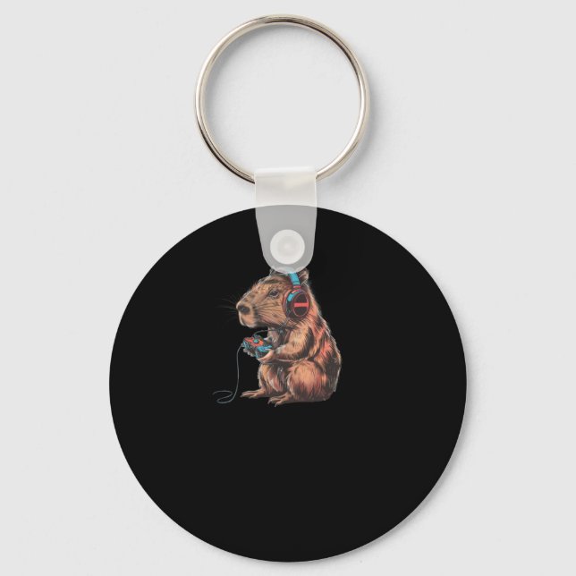 Capybara Player Total Immersion In The Virtual Wor Keychain (Front)
