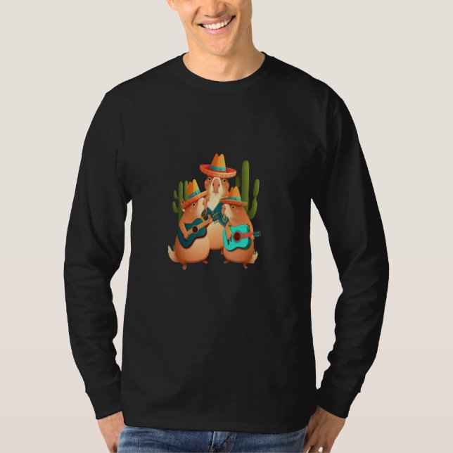 Capybara Playing Musical Instruments Cute Capybara T-Shirt (Front)