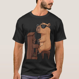 Capybara Playing Piano Musician Cute Girls T-Shirt