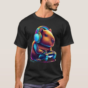Capybara Playing Video Game Funny Capy Controlling T-Shirt
