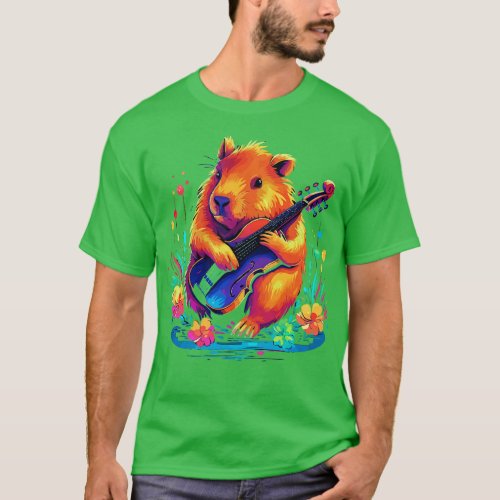 Capybara Playing Violin T_Shirt