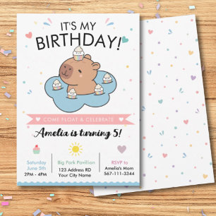 Capybara Pool Party Birthday Invitation