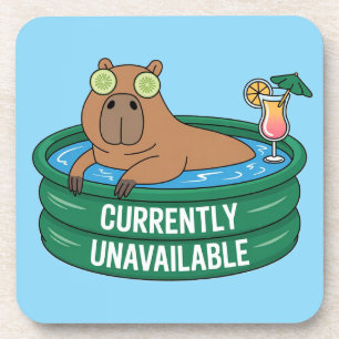 Capybara Pool Relaxation Typography Graphic Beverage Coaster