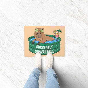 Capybara Pool Relaxation Typography Graphic Doormat