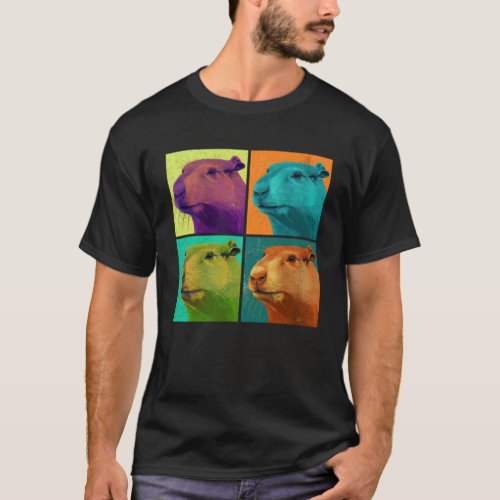 Capybara Pop Illustration Colorful Animal Women  3 T_Shirt