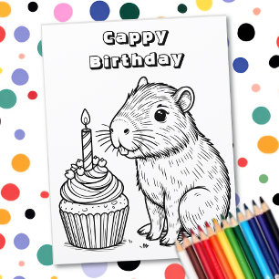 Capybara Pun Birthday Coloring Page