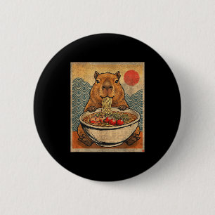 Capybara Ramen Japanese Funny Graphic Kawaii Anime Button
