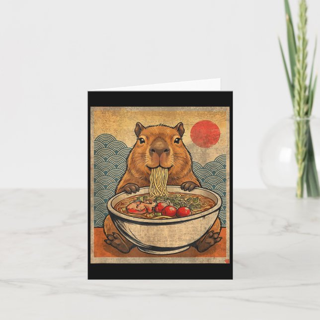 Capybara Ramen Japanese Funny Graphic Kawaii Anime Card (Front)