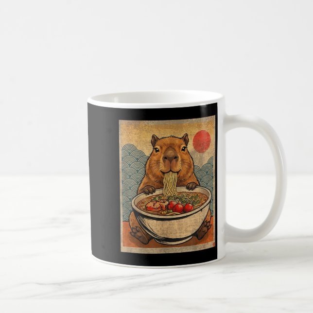 Capybara Ramen Japanese Funny Graphic Kawaii Anime Coffee Mug (Right)
