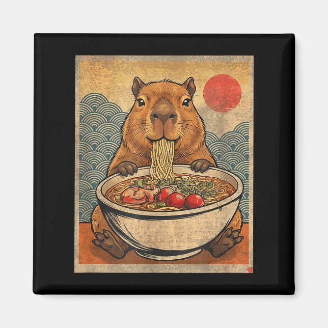Capybara Ramen Japanese Funny Graphic Kawaii Anime Magnet (Front)