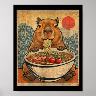 Capybara Ramen Japanese Funny Graphic Kawaii Anime Poster