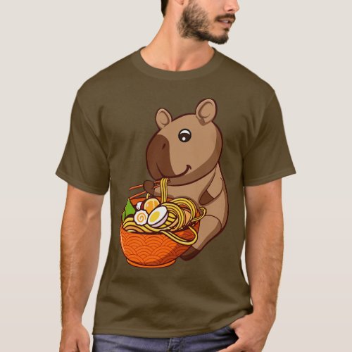 Capybara Ramen Lover Wildlife Animal Japanese Food T_Shirt