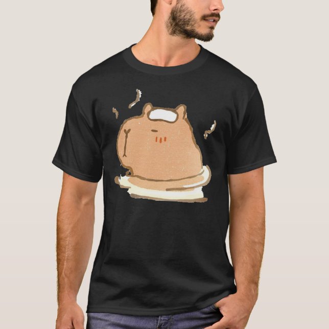 Capybara relaxing in a hot spring Sticker T-Shirt (Front)