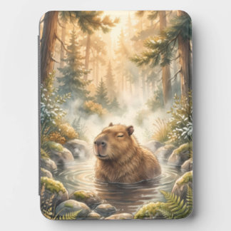 capybara relaxing in a steaming geothermal pool kindle cover