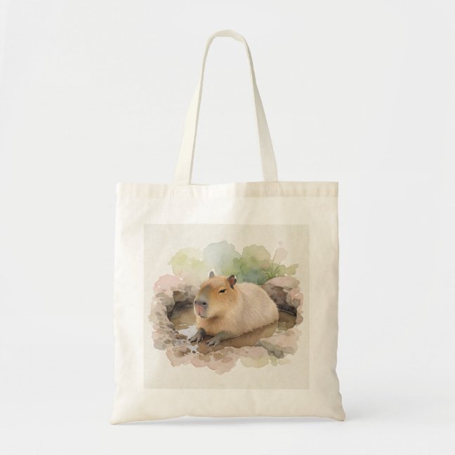 Capybara Resting In The Muddy Wallow Hollow Tote B Bag