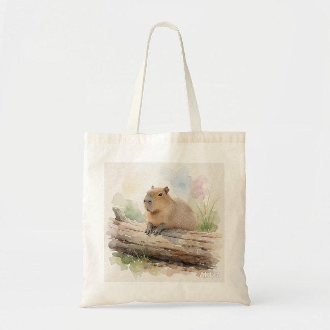 Capybara Resting On The Giant Fallen Log Tote Bag