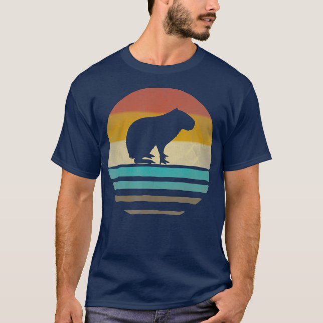Capybara  Retro Vintage 70s Silhouette Gift T-Shirt (Front)