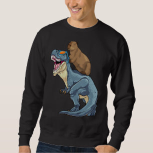 Capybara Riding Dinosaur Rex Capibara Dino Rodent  Sweatshirt