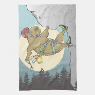 Capybara rock climbing kitchen towel