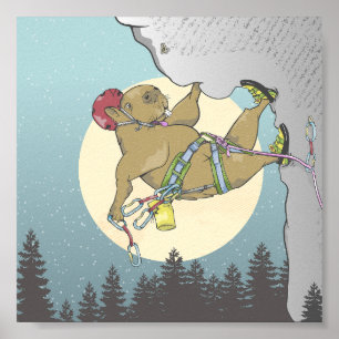 Capybara rock climbing poster