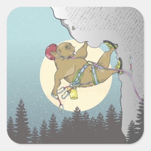 Capybara rock climbing square sticker