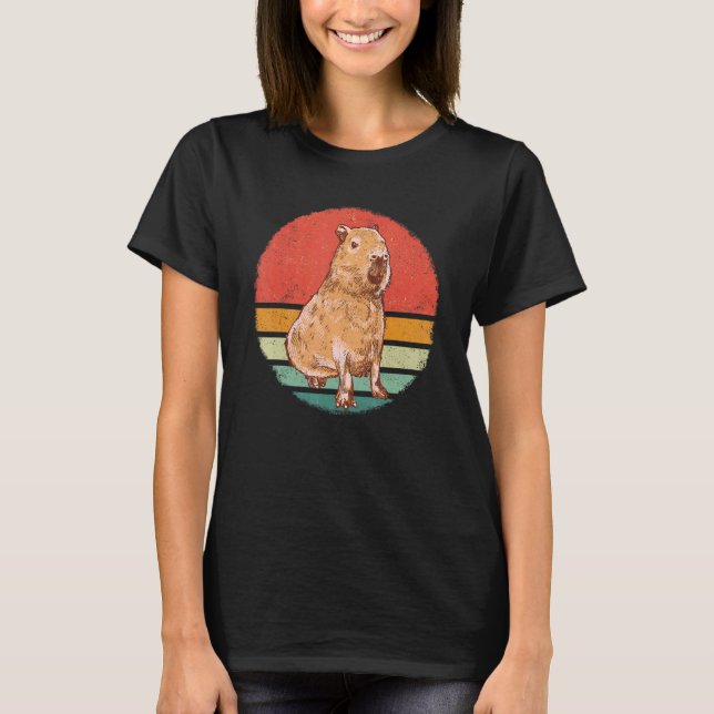 Capybara Rodent Animal Retro Sunset T-Shirt (Front)