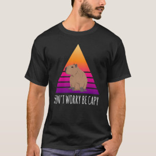 Capybara Rodent Dont Worry Capy Retro Sunset Vinta T-Shirt