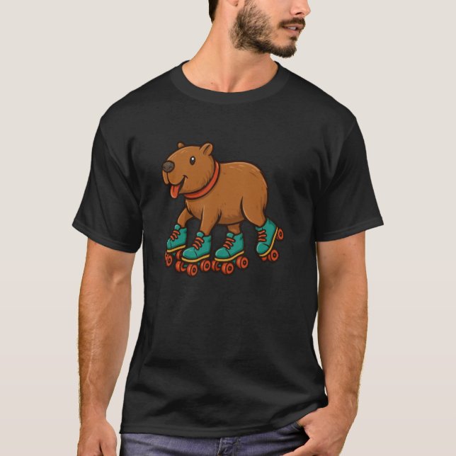 Capybara Roller Skates Skating T-Shirt (Front)