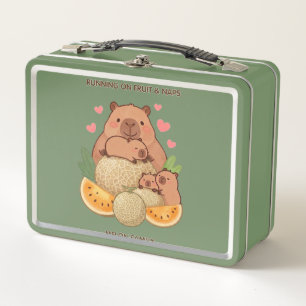 Capybara Running on Fruit and Naps Melon Family Ma Metal Lunch Box