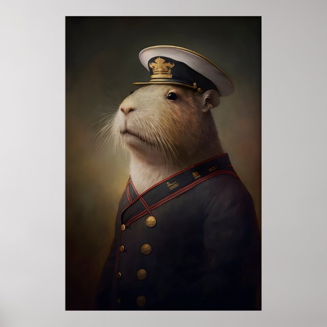 Capybara Sailor Vintage Poster, Art Poster Print (Front)