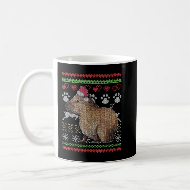 Capybara Santa-Claus Ugly Christmas Sweater Holida Coffee Mug (Left)