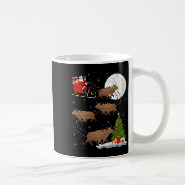 Capybara Santa Sleigh Flying Funny Magical Christm Coffee Mug (Right)