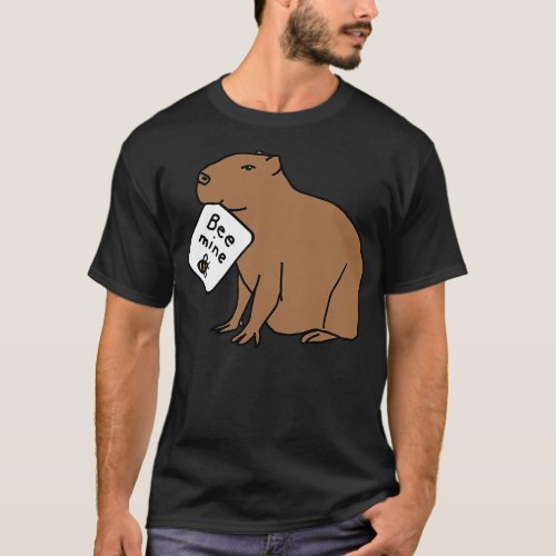 Capybara says Bee Mine on Valentines Day T_Shirt