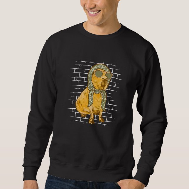 Capybara Scarf Sunglasses  Guinea Pig Animal Capyb Sweatshirt (Front)