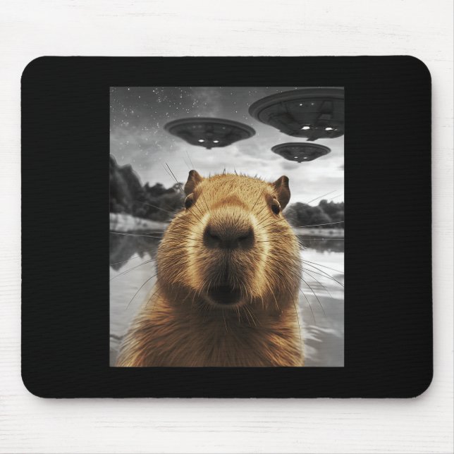 Capybara Selfie Funny Xmas Animal Graphic Capybara Mouse Pad (Front)
