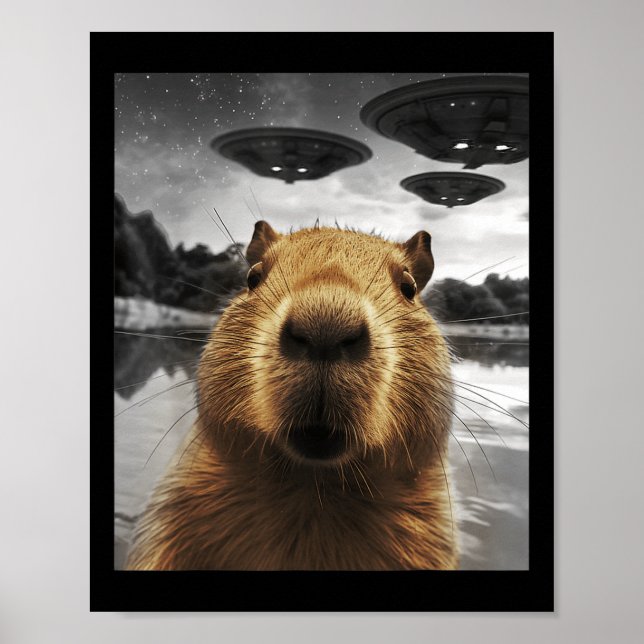 Capybara Selfie Funny Xmas Animal Graphic Capybara Poster (Front)
